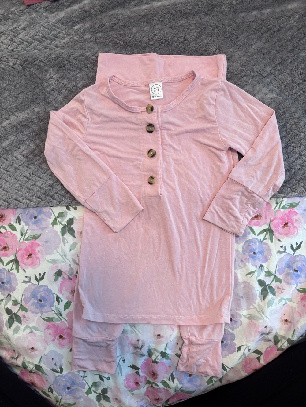 Lou Lou & Company Light Pink Two-Piece Pajama Set. 12-24 Months.